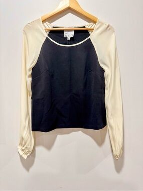 Addison NWT Colorblock 100% Silk Sleeve Raglan Blouse Size S
